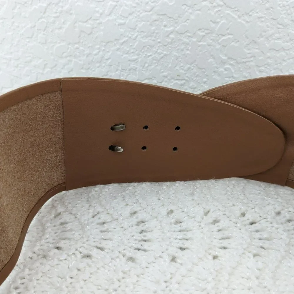 Genuine Snake Skin/Leather Belt - Unique Belt Buckle Shape - Tan - 34.75